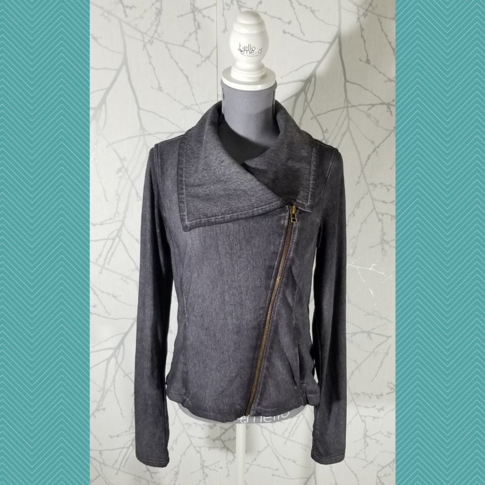 Athleta Purple Stone Wash Zip Front City Limits Moto Jacket